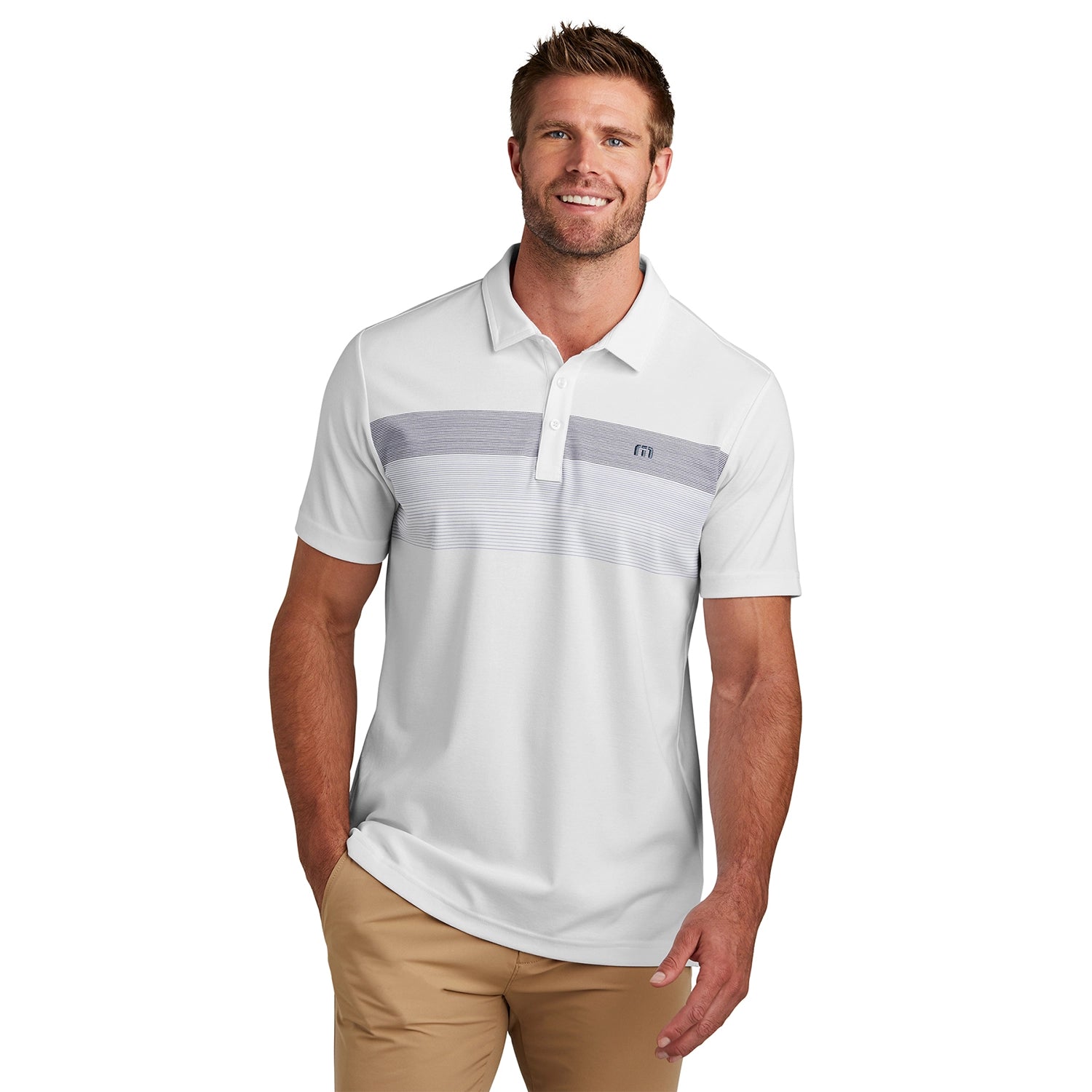 TravisMathew Coastal Chest Stripe Embroidered Polo