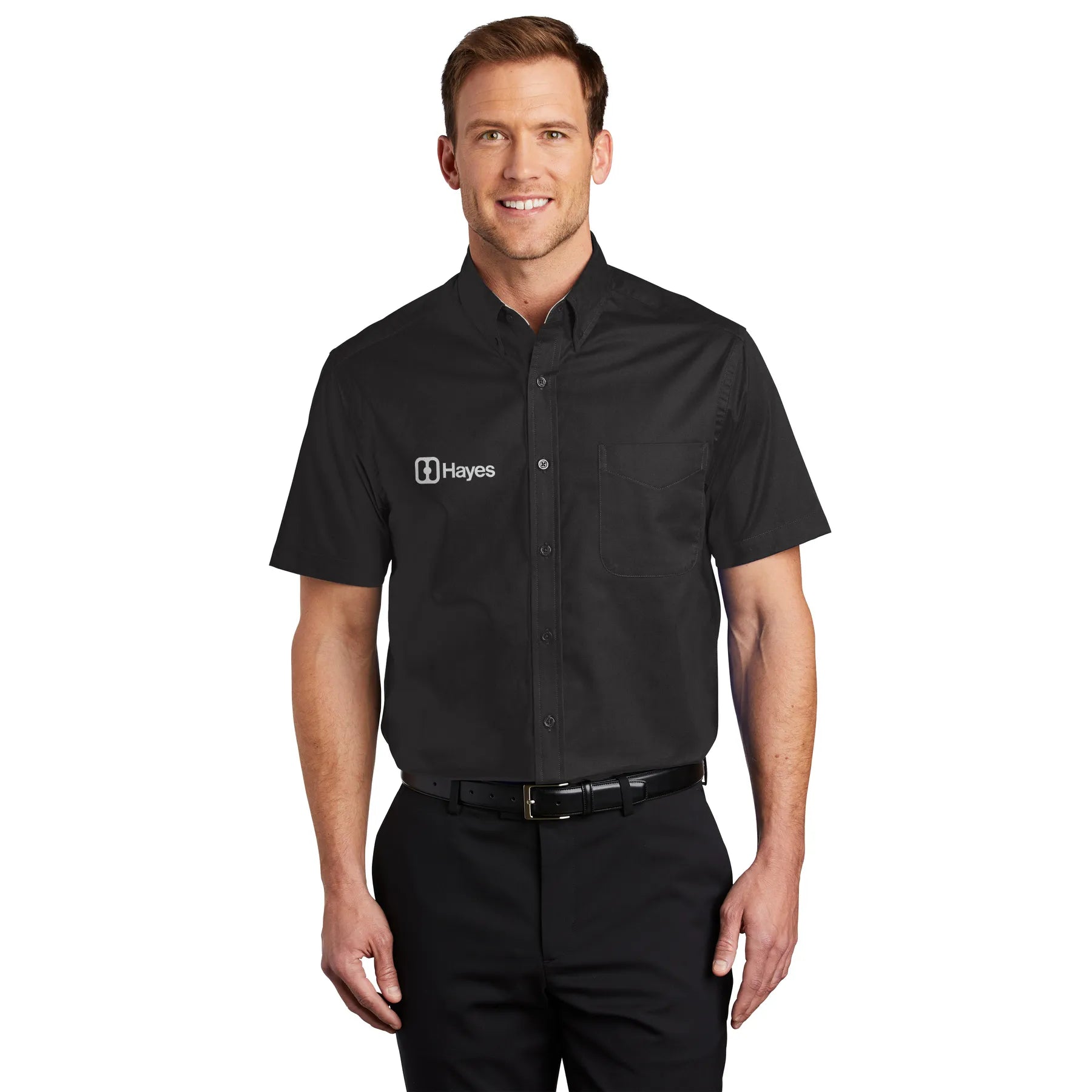 Port Authority Short Sleeve Easy Care Embroidered Shirt - Burgundy Red/Light Stone Beige
