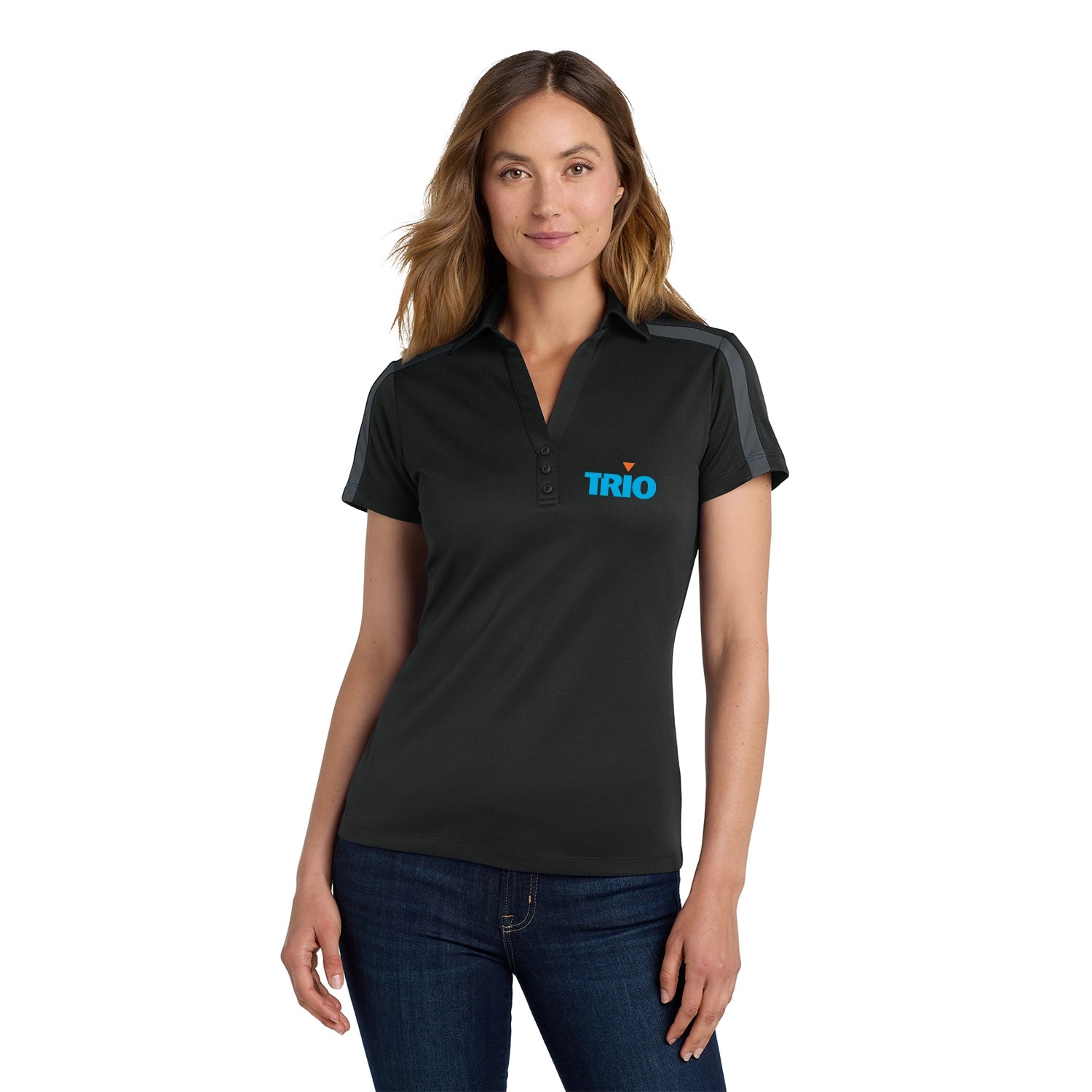 Port Authority Women's Silk Touch Performance Colorblock Stripe Embroidered Polo