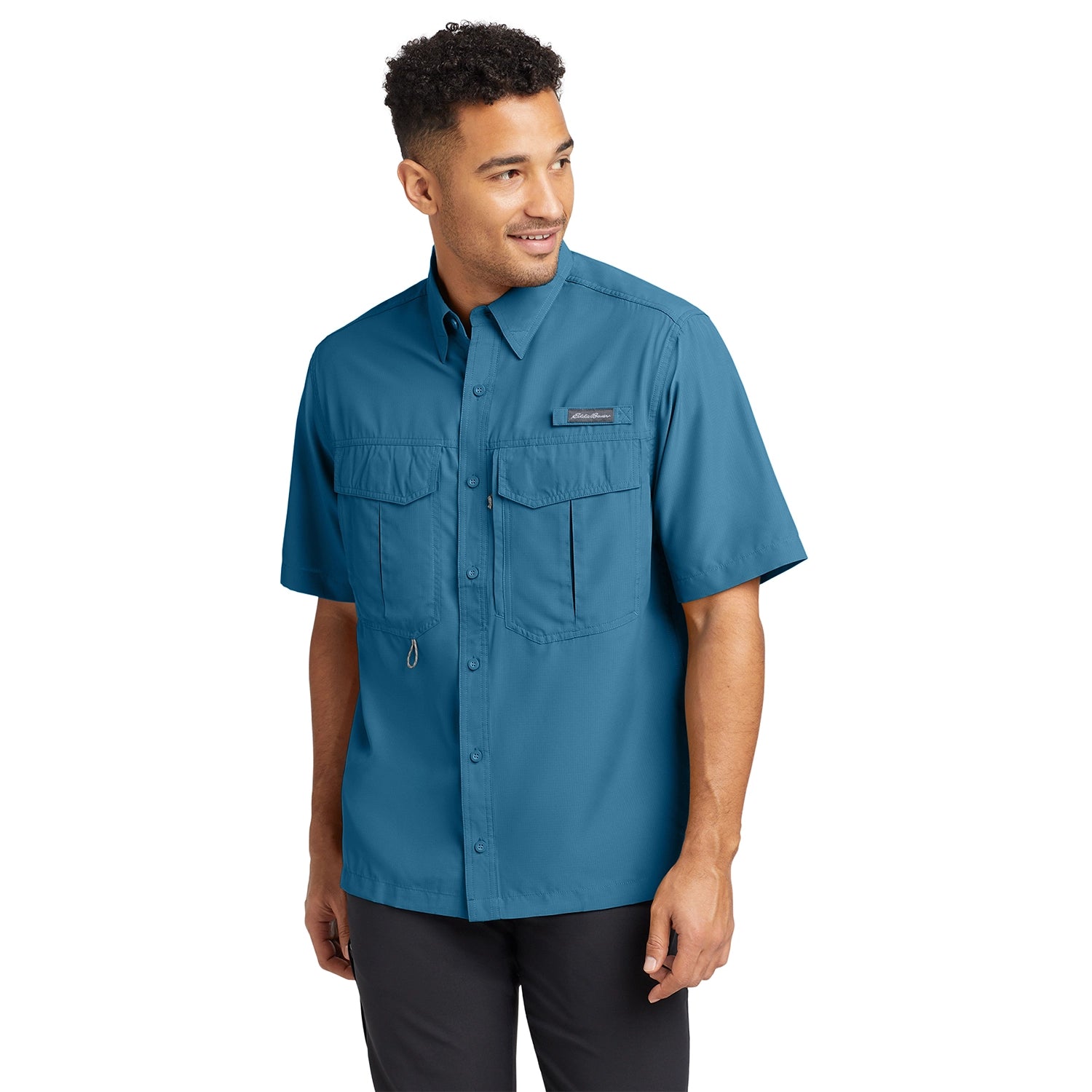 Eddie Bauer Short Sleeve Embroidered Performance Fishing Shirt