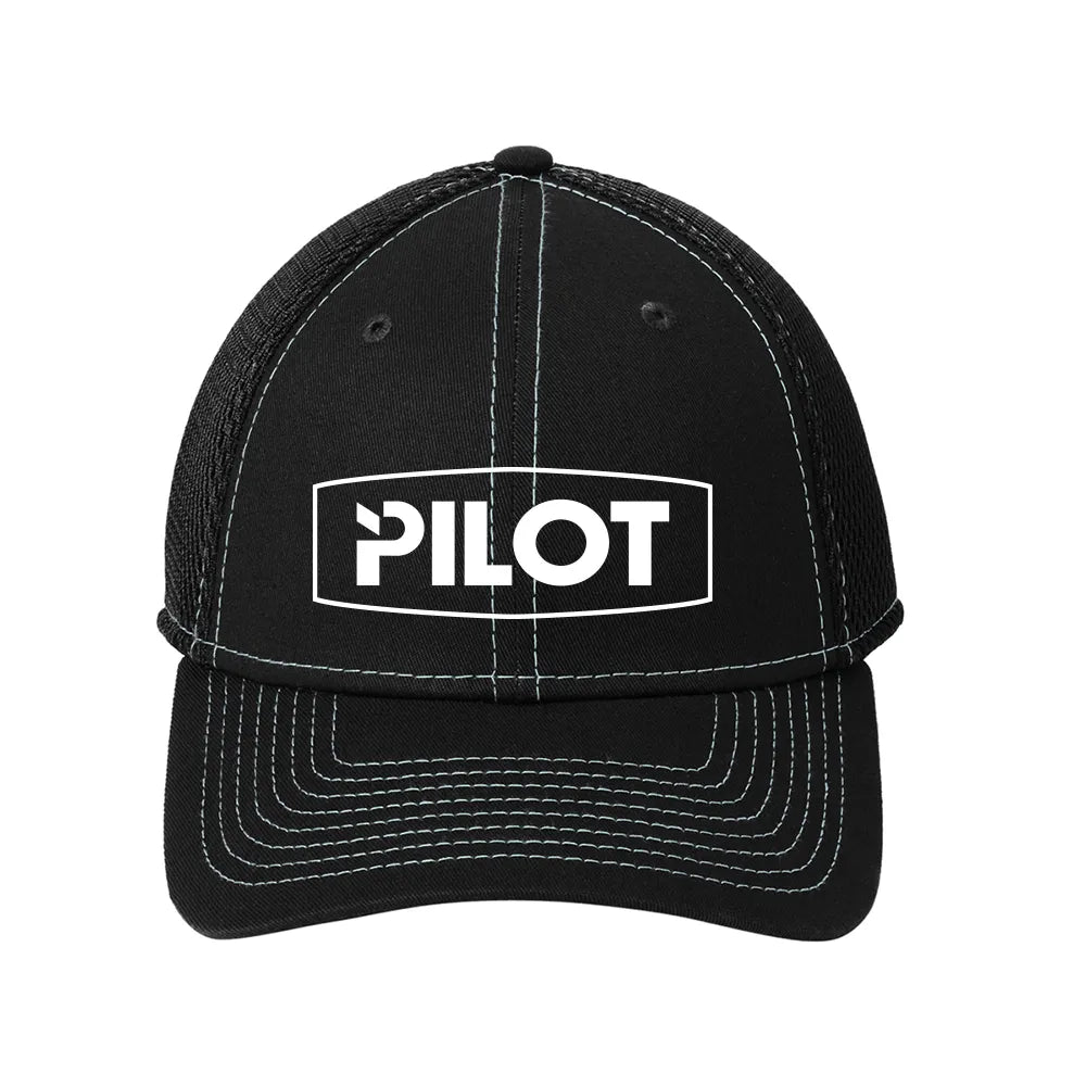 New Era - Stretch Mesh Contrast Stitch Embroidered Cap - White/Black