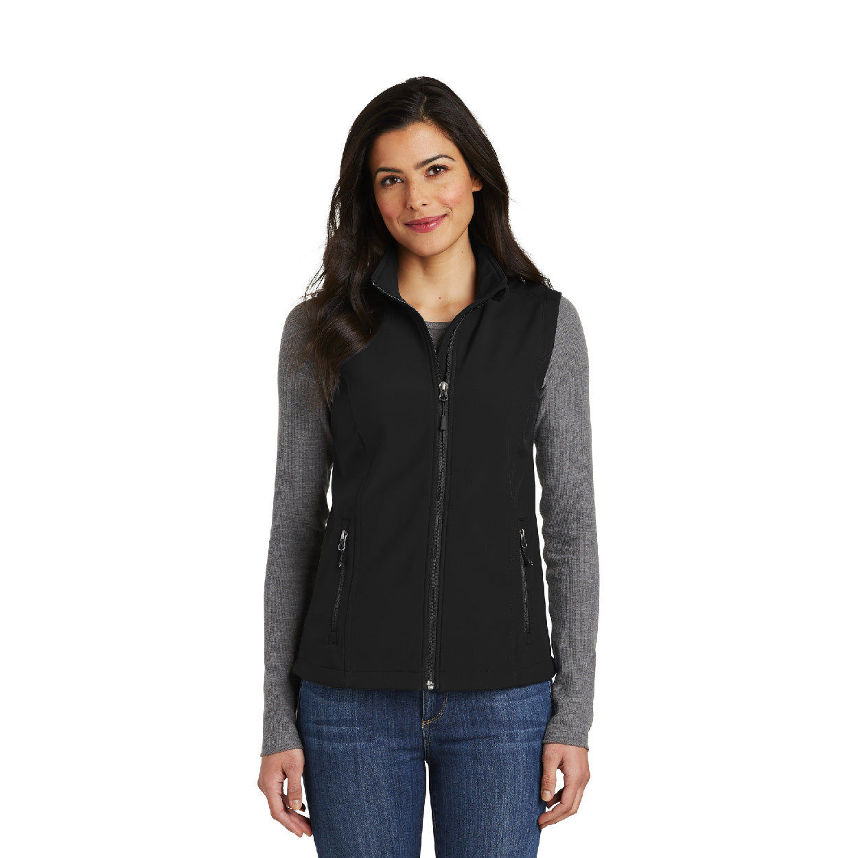 Port Authority Women's Core Soft Shell Embroidered Vest - Marshmallow Grey (PMS COOL GRAY 1C)
