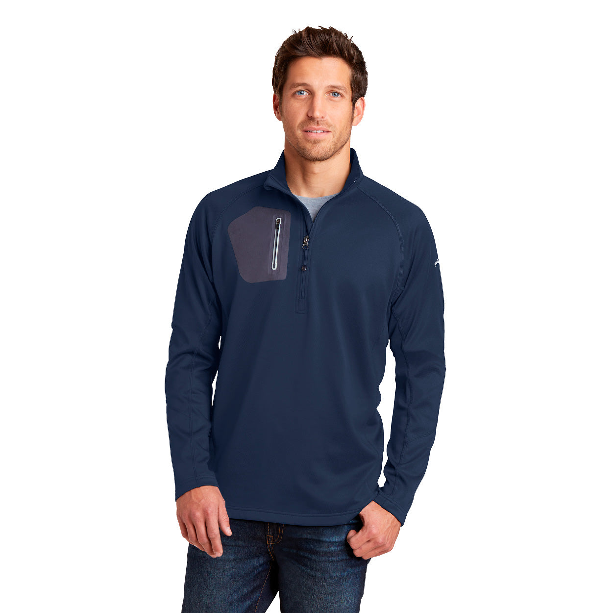 Eddie Bauer 1/2-Zip Performance Embroidered Fleece - River Blue Navy (PMS 533C)