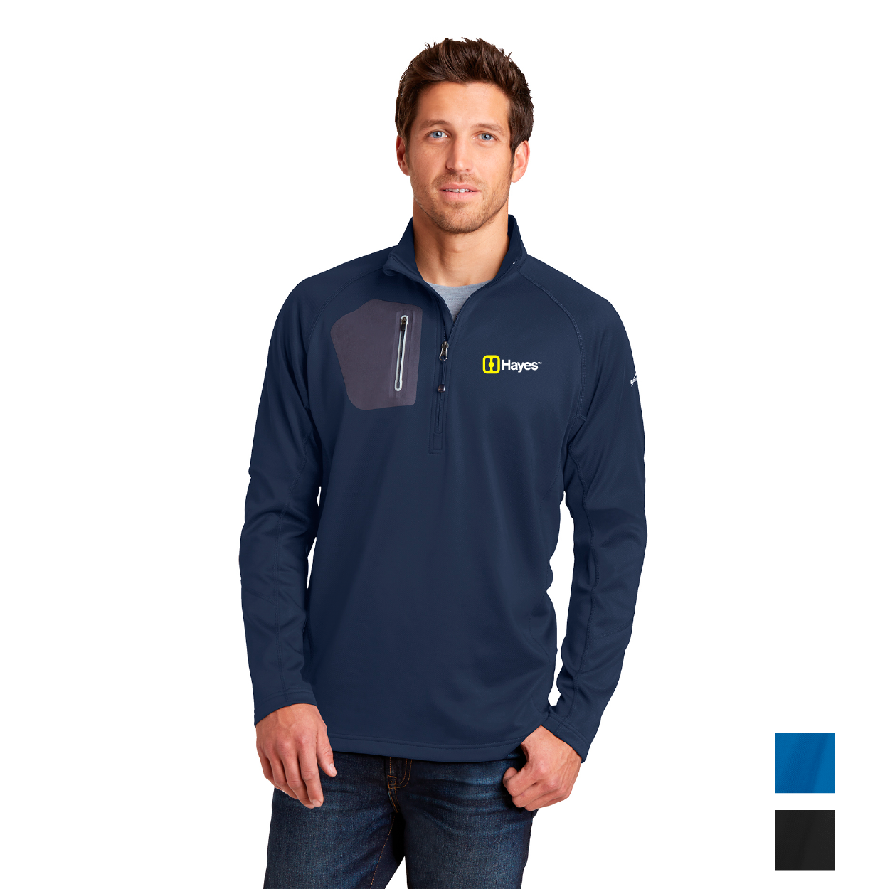 Eddie Bauer 1/2-Zip Performance Embroidered Fleece - Ascent Blue (PMS 7691C)