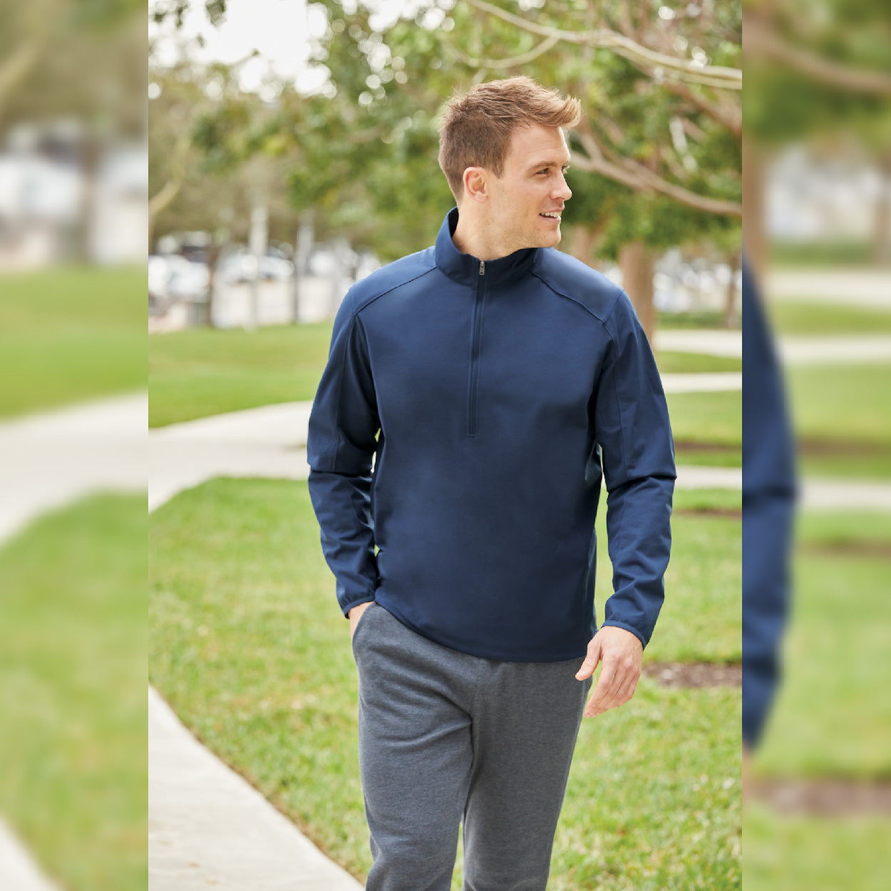 Port Authority Active 1/2-Zip Soft Shell Embroidered Jacket - Grey Steel (PMS 7540C)