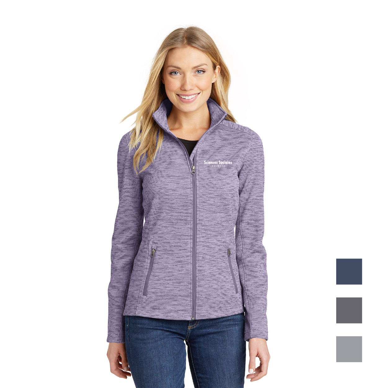 Port Authority Women's Digi Stripe Fleece Embroidered Jacket - Black