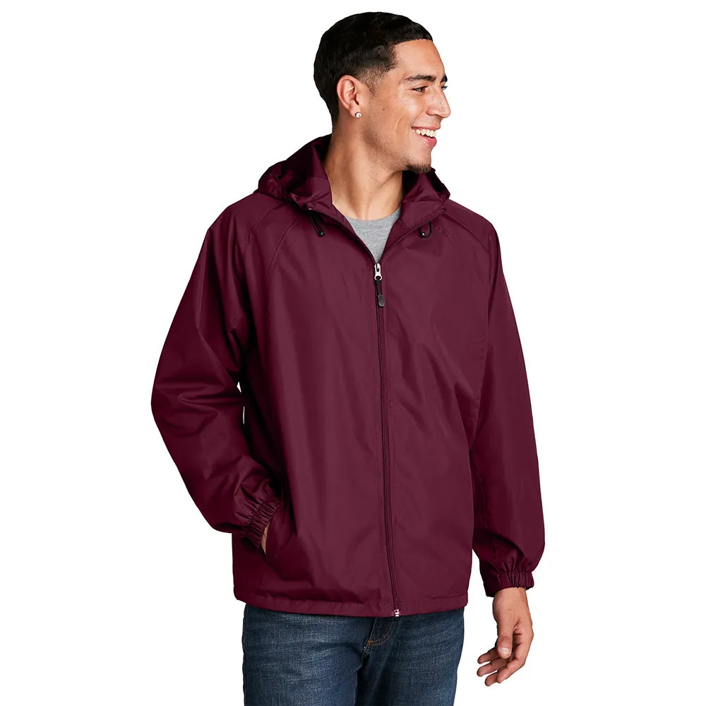 Sport-Tek Hooded Raglan Embroidered Jacket Decorated - Maroon Red