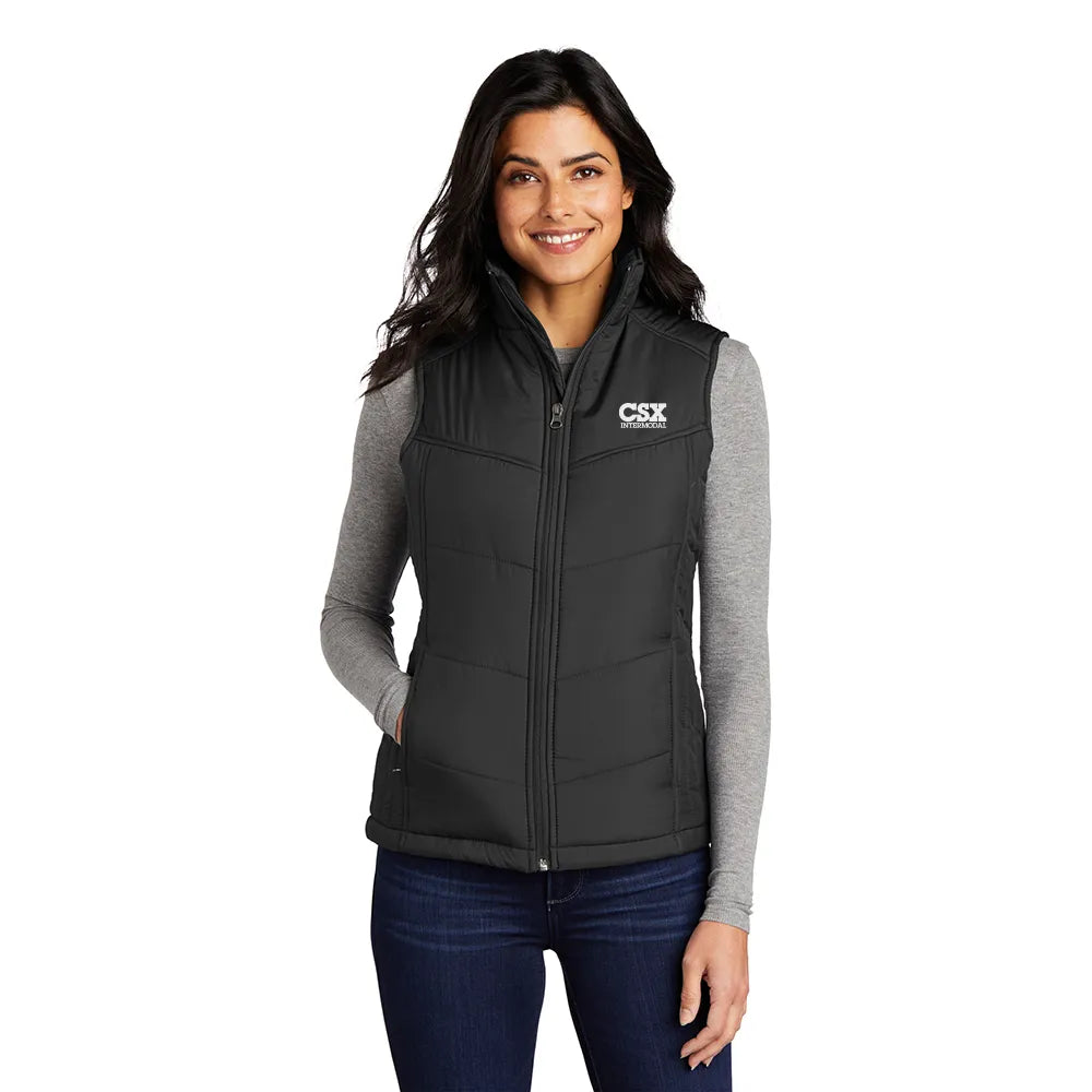 Port Authority Women's Puffy Embroidered Vest - Black/Black
