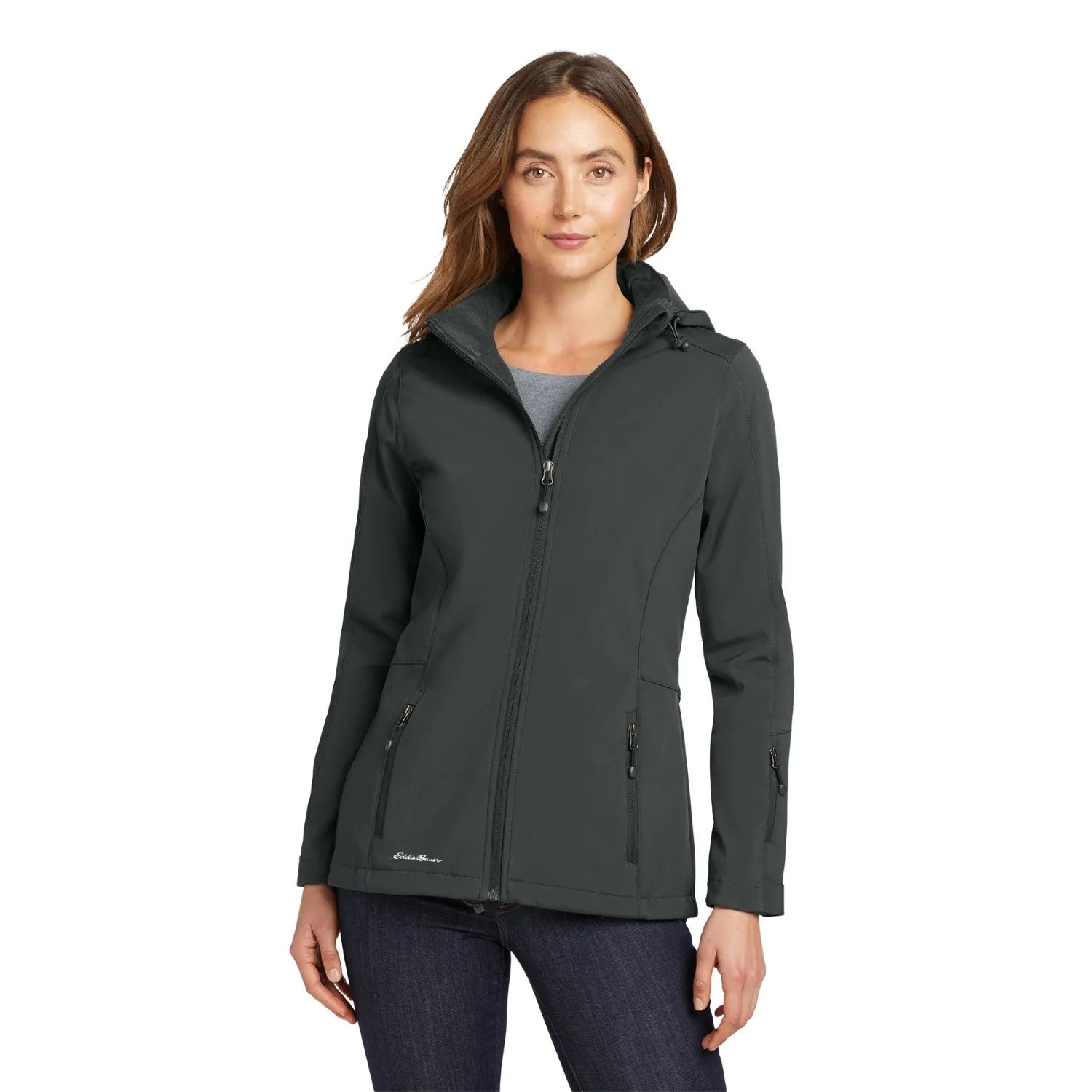 Eddie Bauer Women's Hooded Embroidered Soft Shell Parka - Grey Steel