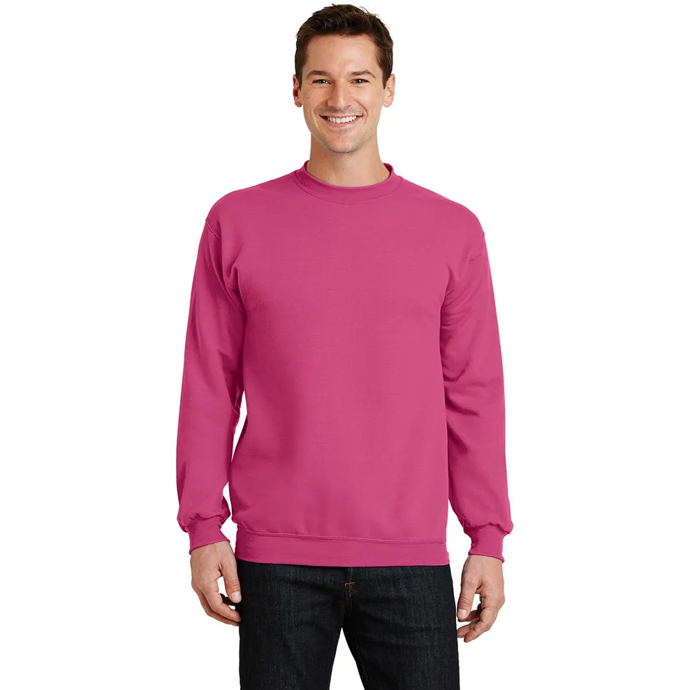 Port & Company Core Fleece Crewneck Sweatshirt Decorated - Sangria Purple