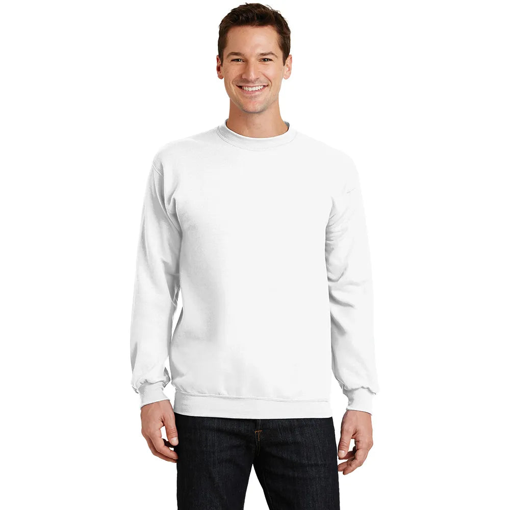 Port & Company Core Fleece Crewneck Sweatshirt Decorated - White