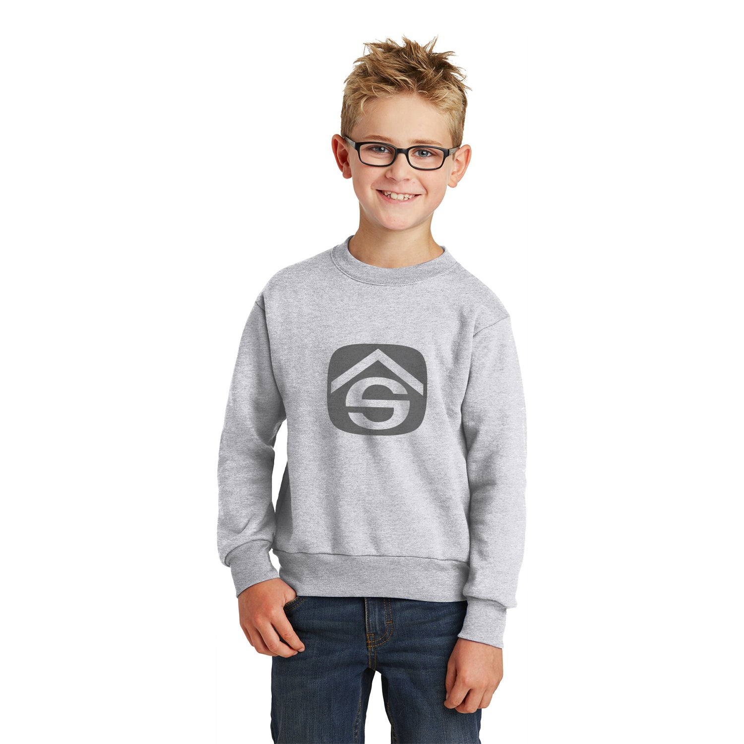 Port & Company Port & Company Youth Core Fleece Crewneck Sweatshirt - Ash Grey (PMS COOL GRAY 3C)
