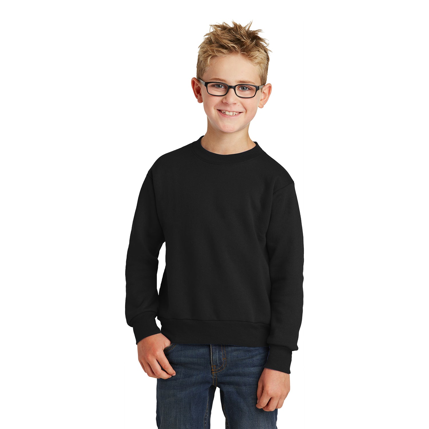 Port & Company Port & Company Youth Core Fleece Crewneck Sweatshirt - Jet Black (PMS BLACK C)