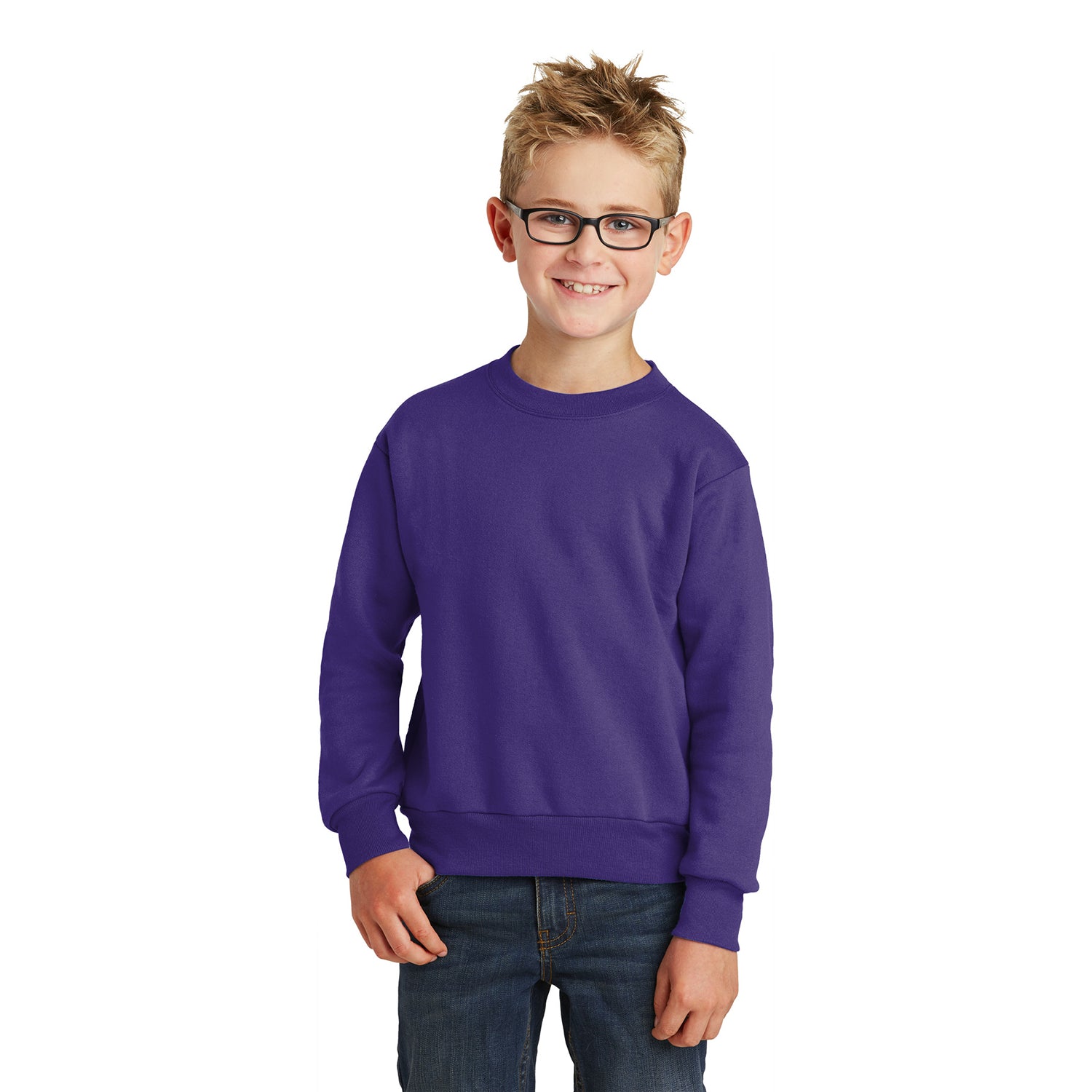 Port & Company Port & Company Youth Core Fleece Crewneck Sweatshirt - Purple (PMS 7672C)