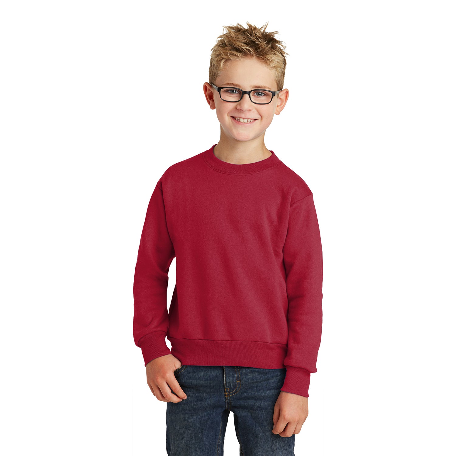 Port & Company Port & Company Youth Core Fleece Crewneck Sweatshirt - Red (PMS 200C)