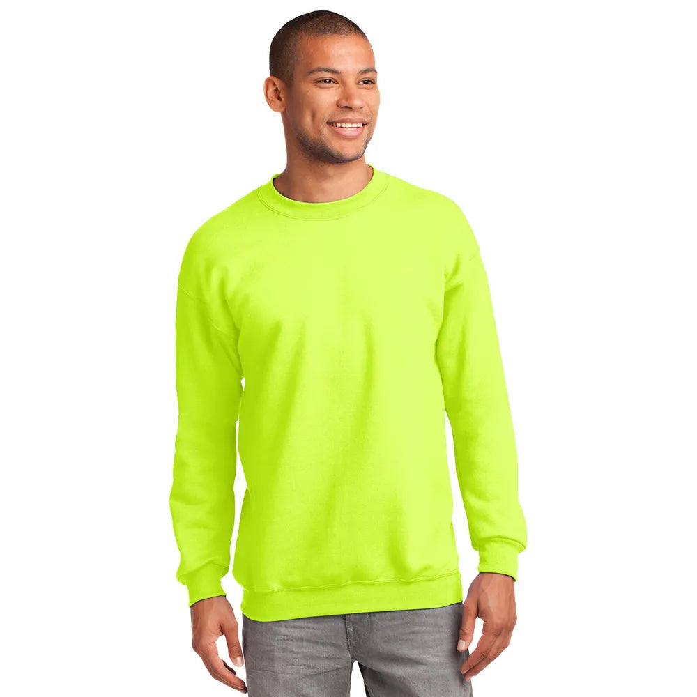Port & Company Essential Fleece Crewneck Sweatshirt Decorated - Safety Green