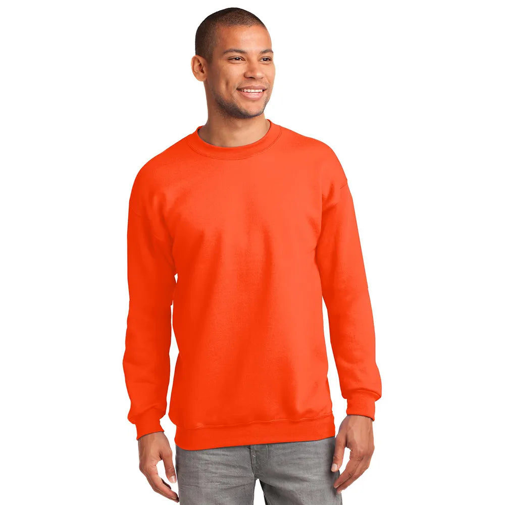 Port & Company Essential Fleece Crewneck Sweatshirt Decorated - Safety Orange