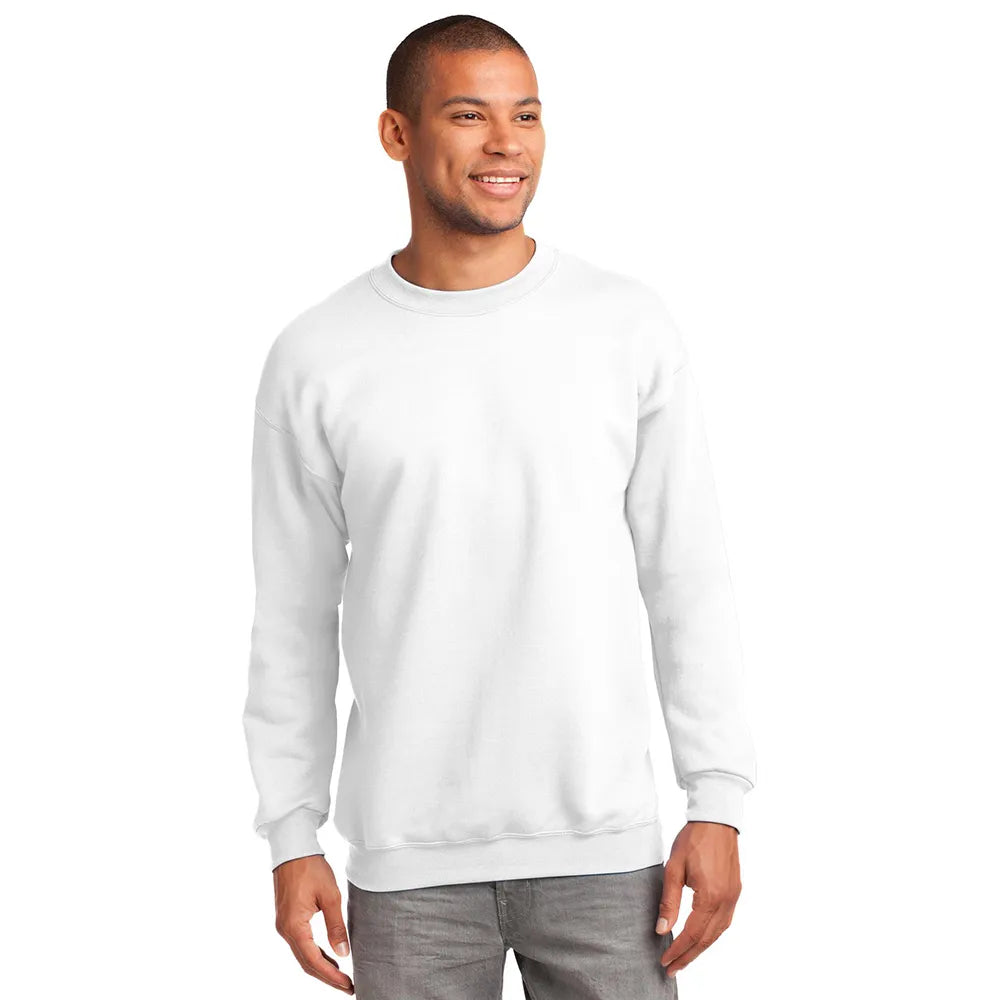 Port & Company Essential Fleece Crewneck Sweatshirt Decorated - White
