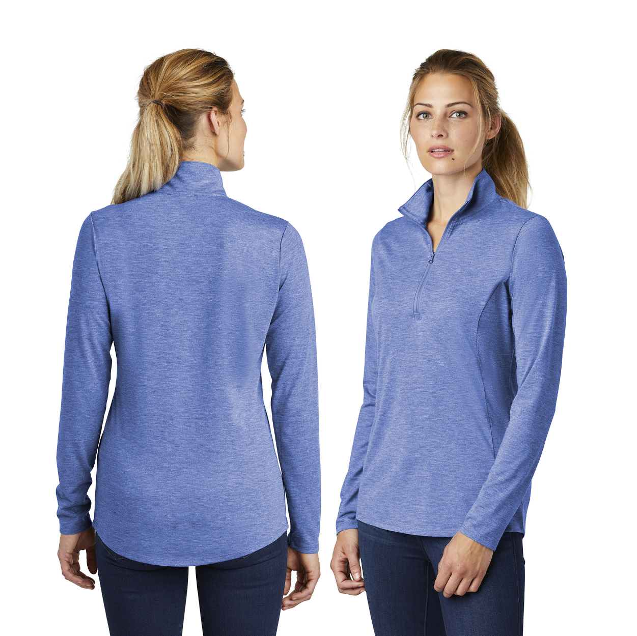 Sport-Tek Women's PosiCharge Tri-Blend Wicking 1/4-Zip Pullover Decorated - Dark Grey Heather