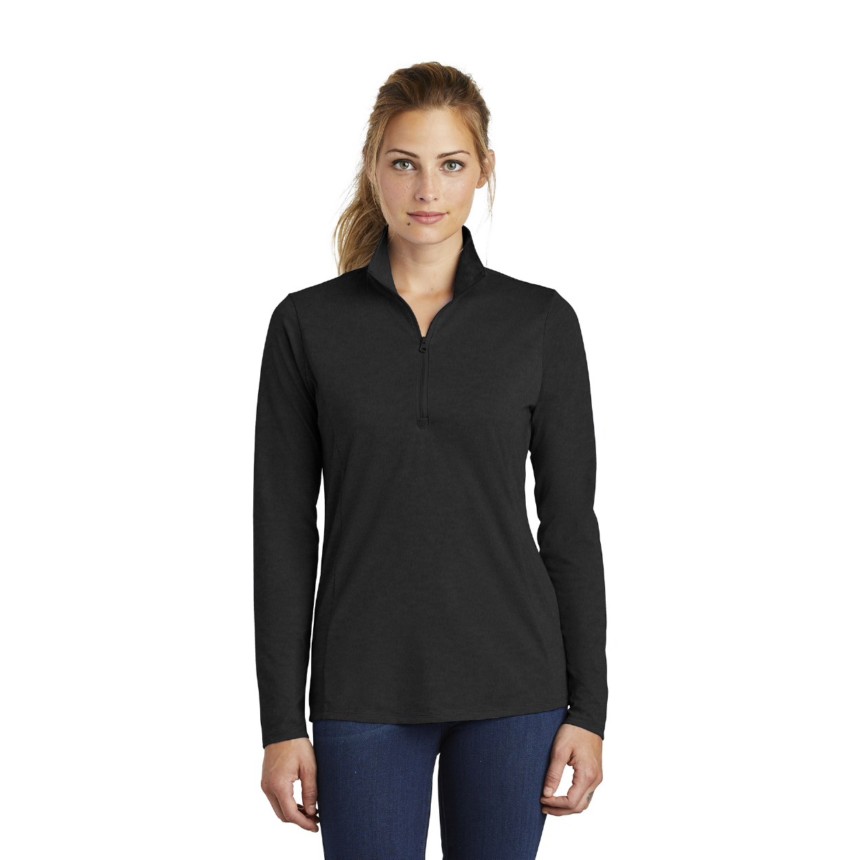 Sport-Tek Women's PosiCharge Tri-Blend Wicking 1/4-Zip Pullover Decorated - Light Grey Heather