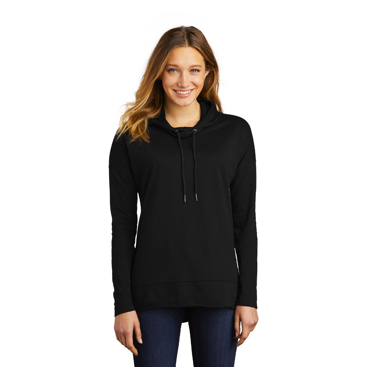District Women’s Featherweight French Terry Hoodie Decorated - Light Heather Grey