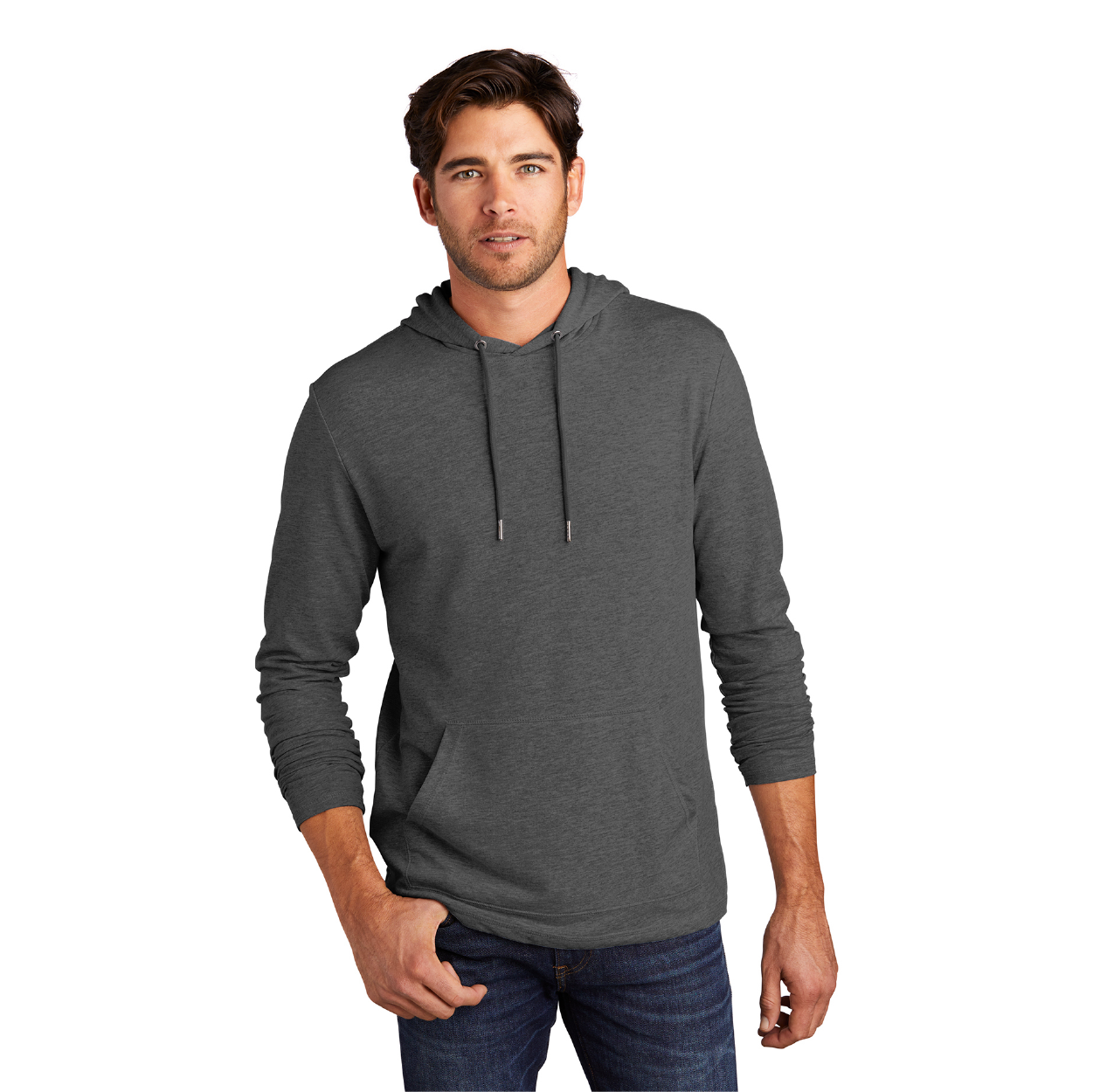 District Featherweight French Terry Hoodie Decorated - Light Heather Grey