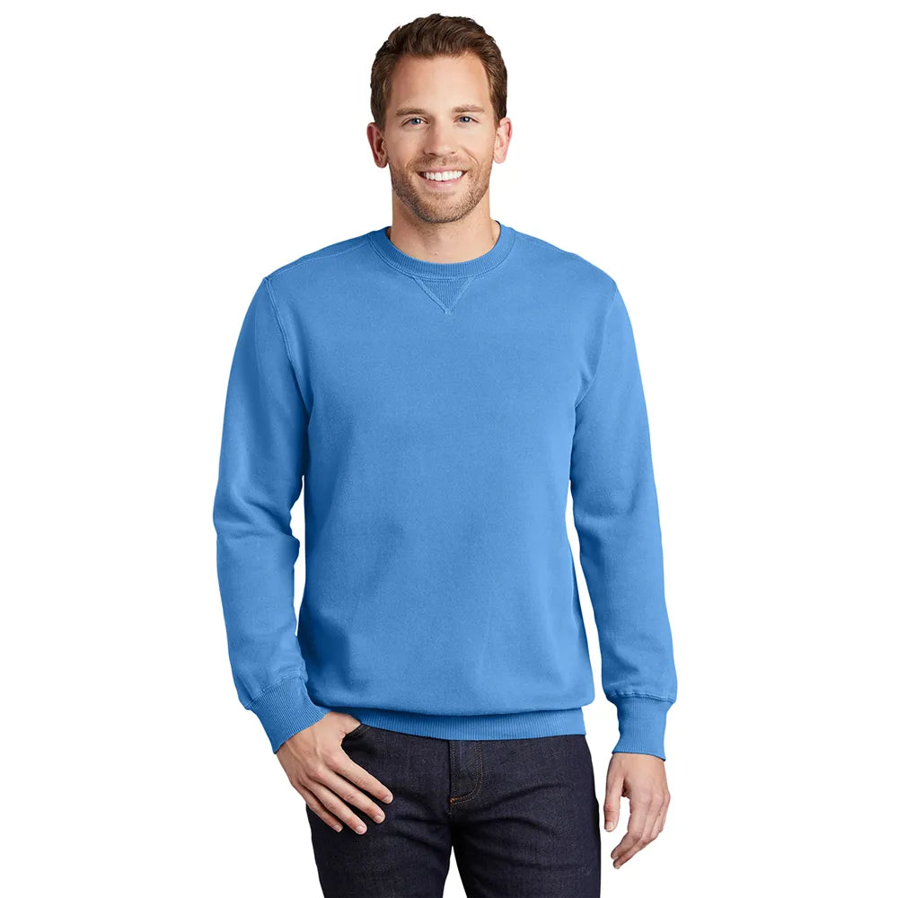 Port & Company Beach Wash Garment-Dyed Crewneck Sweatshirt Decorated