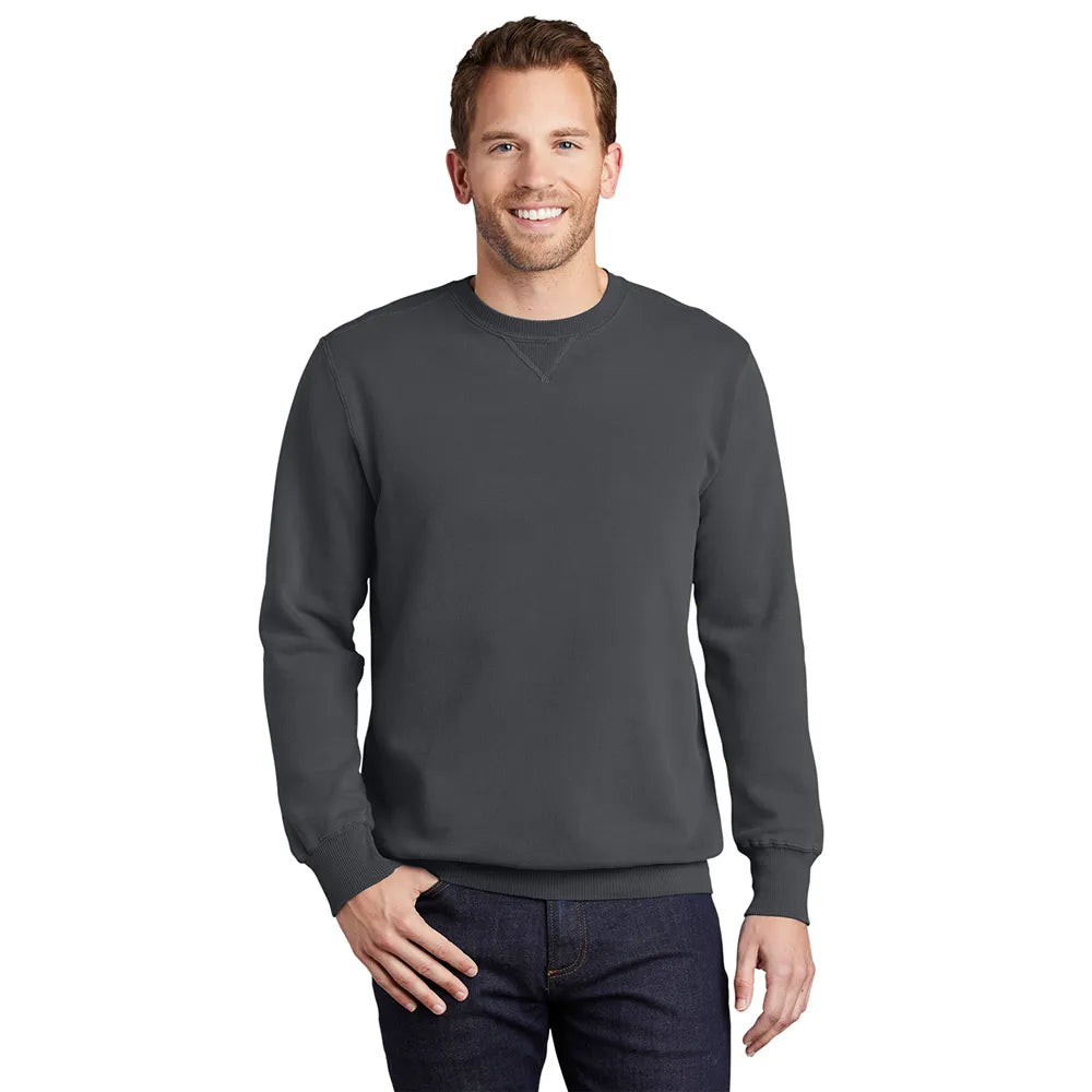 Port & Company Beach Wash Garment-Dyed Crewneck Sweatshirt Decorated
