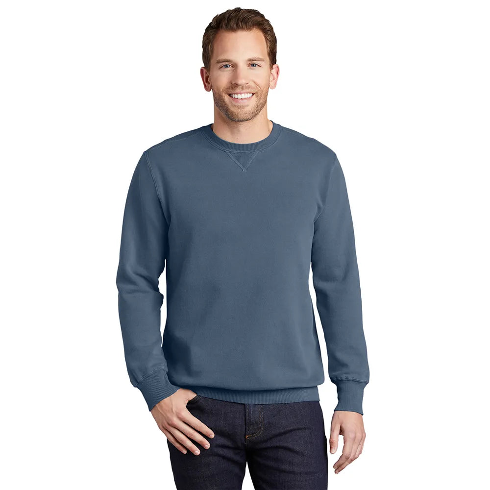 Port & Company Beach Wash Garment-Dyed Crewneck Sweatshirt Decorated