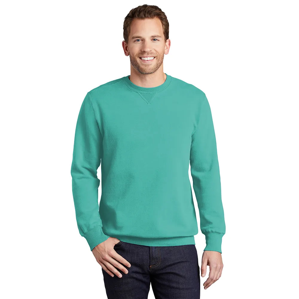 Port & Company Beach Wash Garment-Dyed Crewneck Sweatshirt Decorated