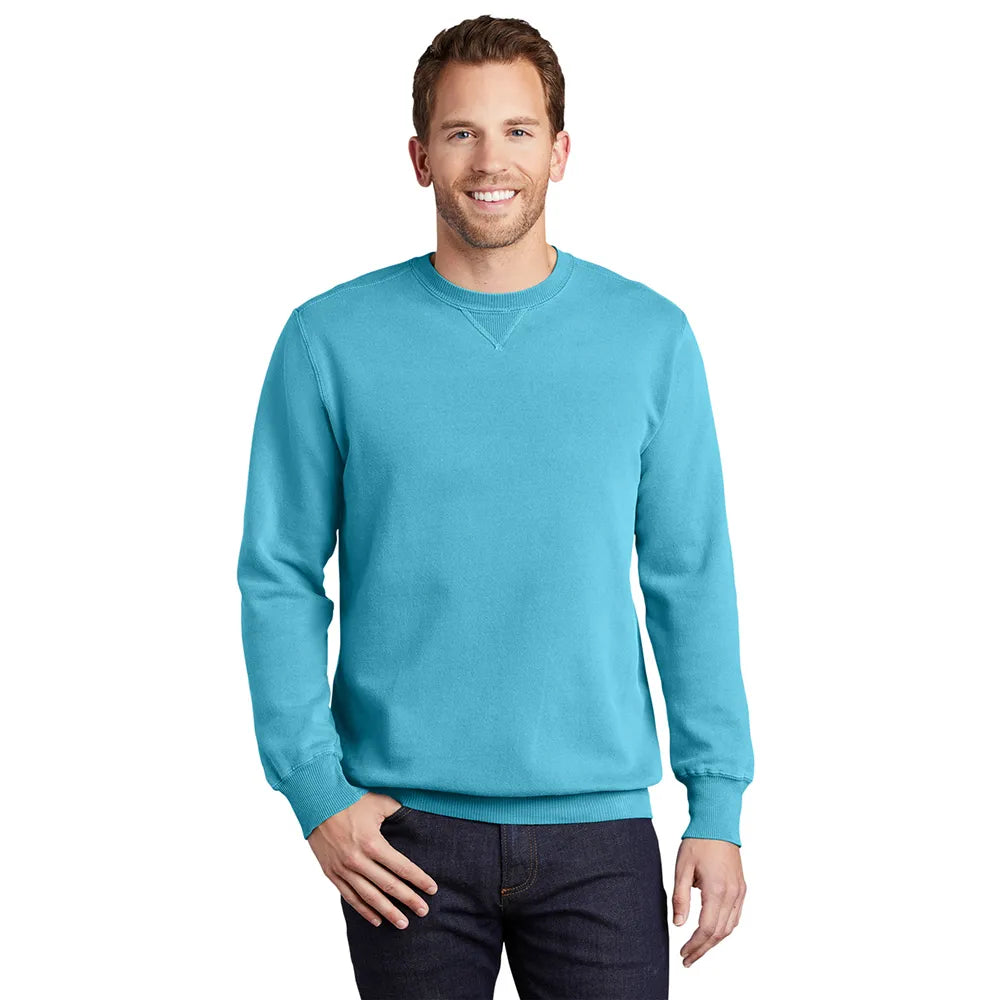 Port & Company Beach Wash Garment-Dyed Crewneck Sweatshirt Decorated