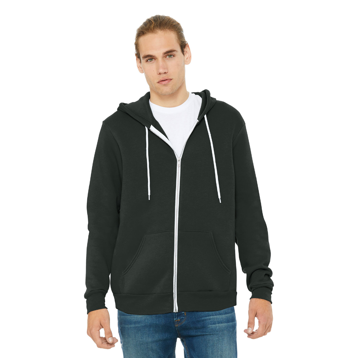 BELLA+CANVAS Unisex Sponge Fleece Full-Zip Hoodie Decorated - Heather Navy Blue (PMS 296UP)