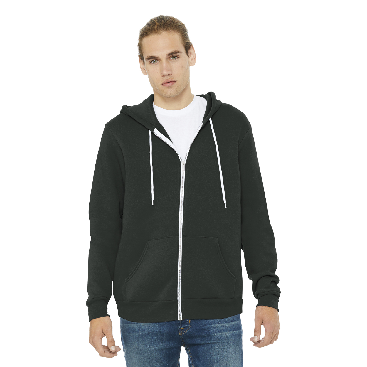BELLA+CANVAS Unisex Sponge Fleece Full-Zip Hoodie Decorated - Heather True Royal Blue (PMS 2388U)