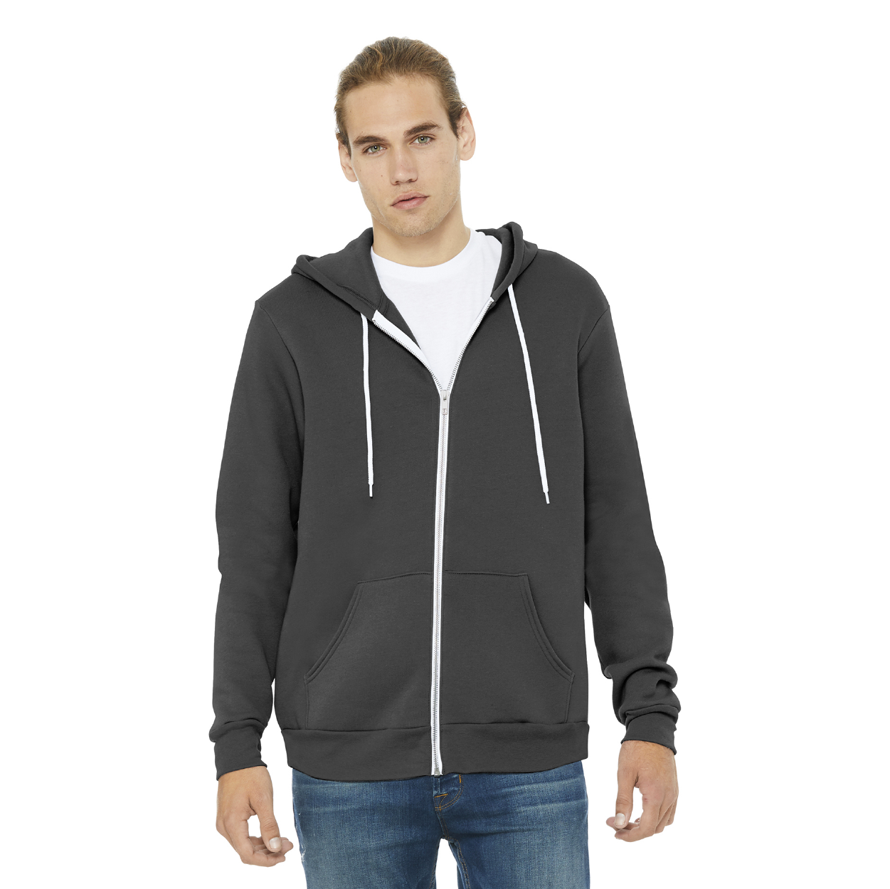 BELLA+CANVAS Unisex Sponge Fleece Full-Zip Hoodie Decorated - Mauve Red (PMS 2341CP)