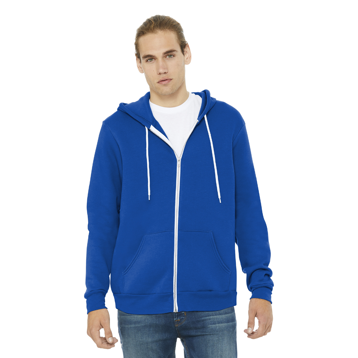 BELLA+CANVAS Unisex Sponge Fleece Full-Zip Hoodie Decorated - Deep Grey Heather (PMS 2333CP)