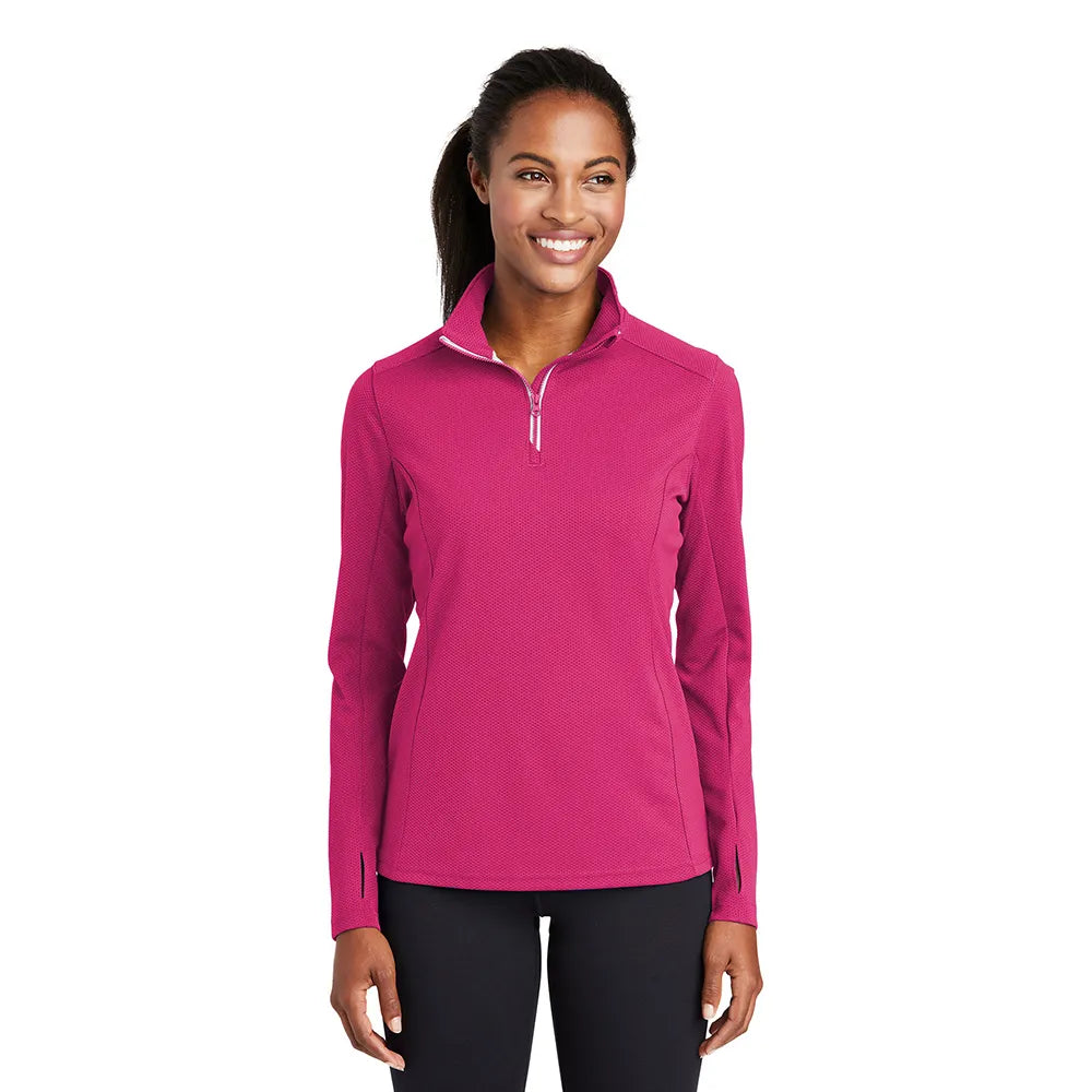 Sport-Tek Women's Sport-Wick Textured 1/4-Zip Pullover Decorated - True Navy Blue