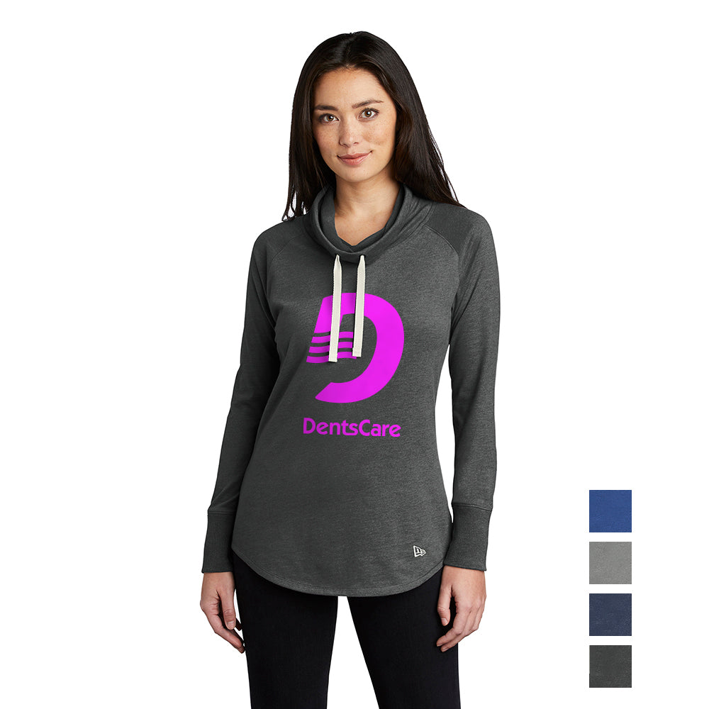 New Era Women's Sueded Cotton Blend Cowl Tee Decorated - True Navy Blue Heather