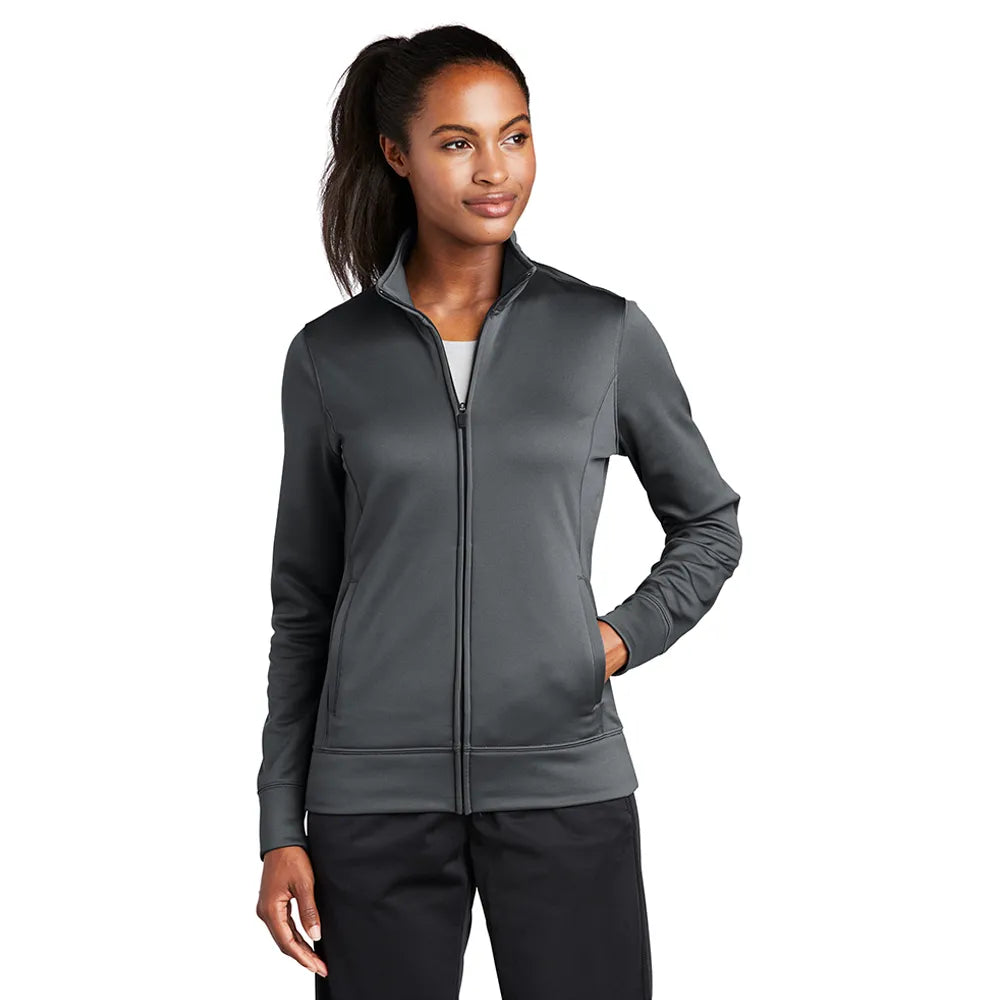 Sport-Tek Women's Sport-Wick Fleece Full-Zip Jacket Decorated - Dark Smoke Grey