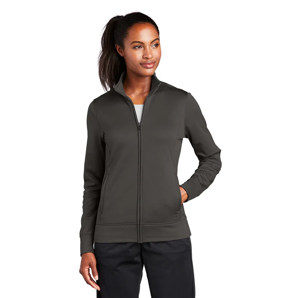 Sport-Tek Women's Sport-Wick Fleece Full-Zip Jacket Decorated - Iron Grey