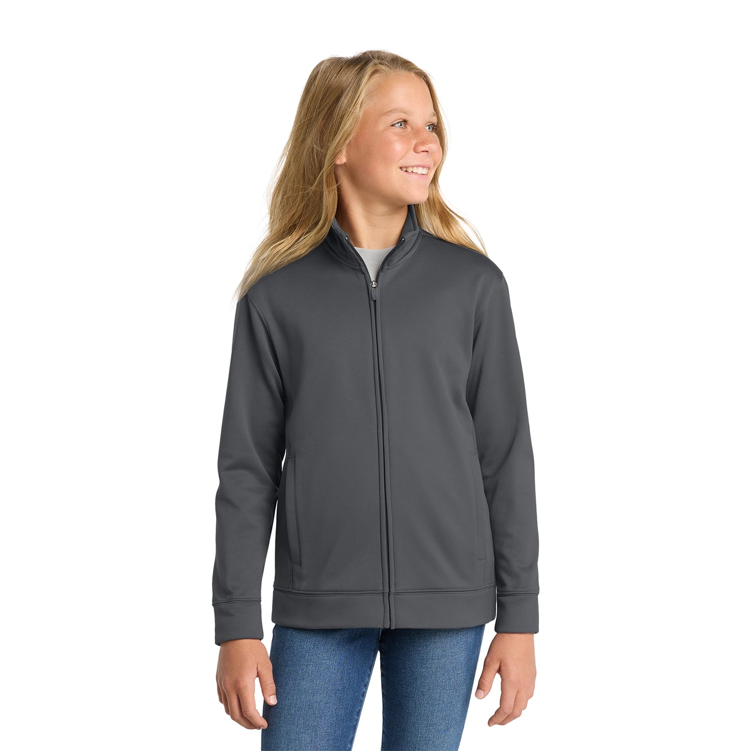 SportTek Decorated Youth SportWick Fleece FullZip Jacket