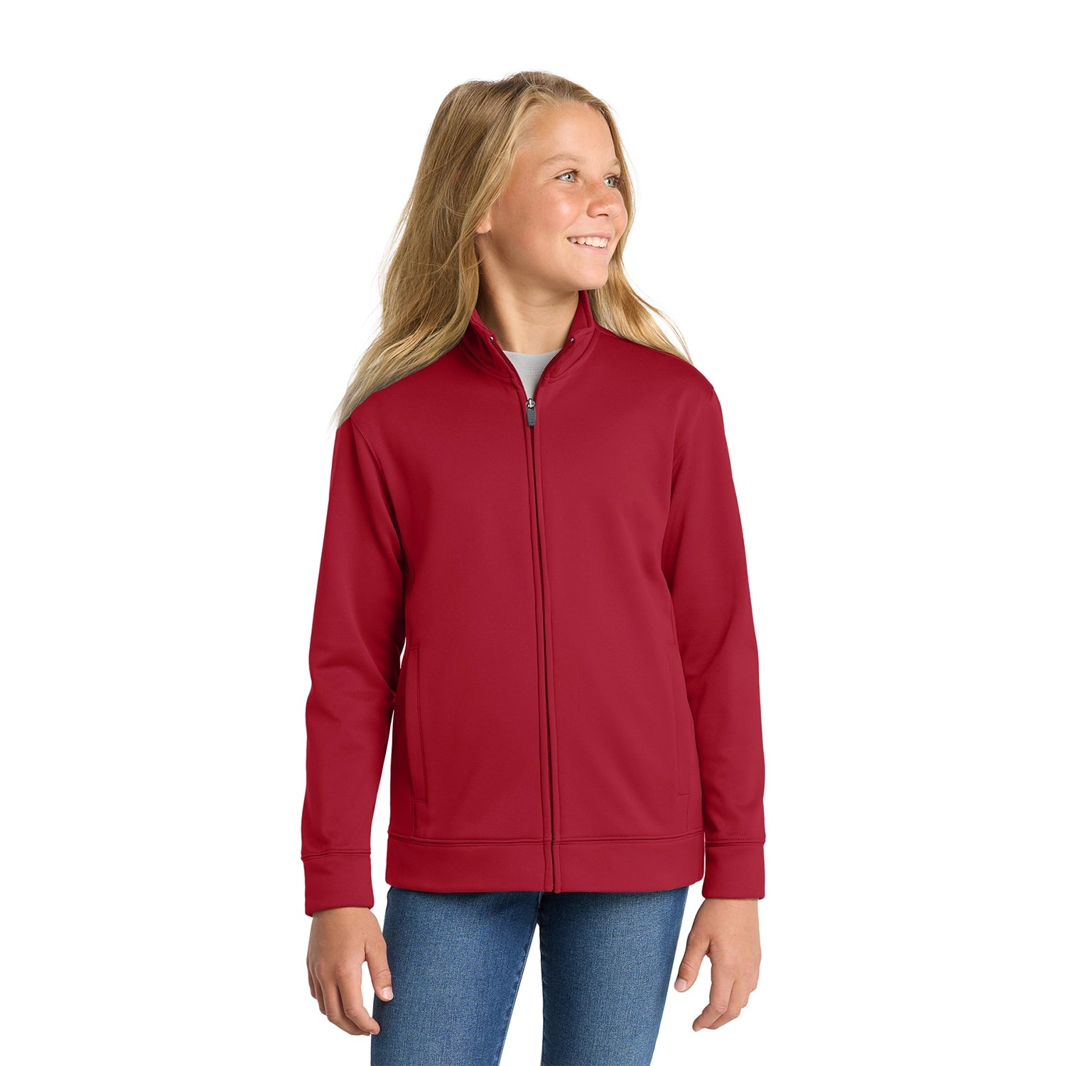 SportTek Decorated Youth SportWick Fleece FullZip Jacket