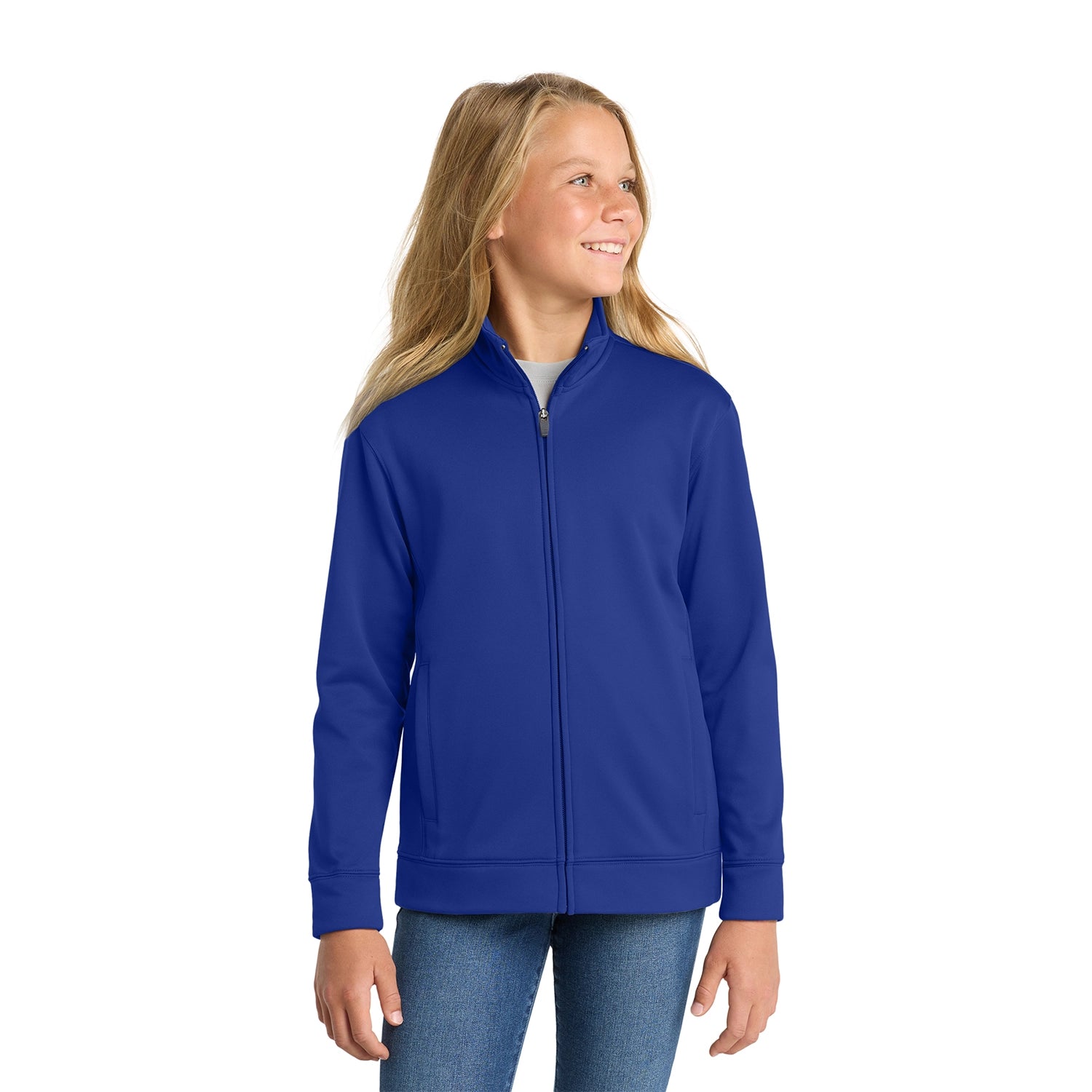 SportTek Decorated Youth SportWick Fleece FullZip Jacket
