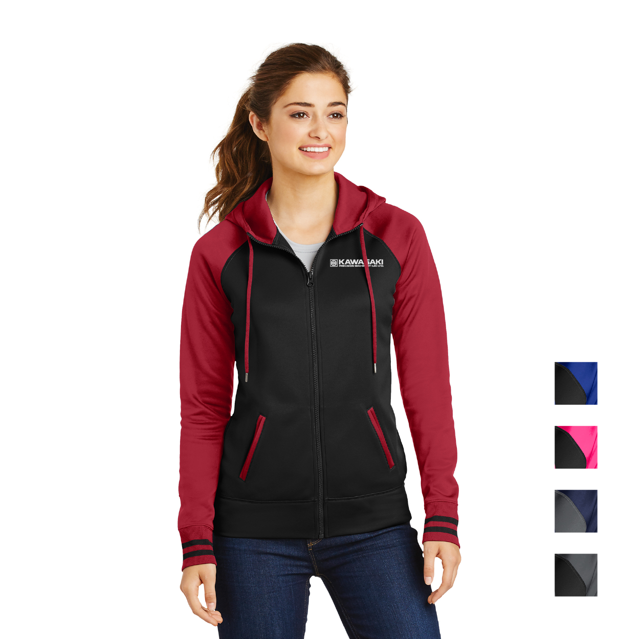 Sport-Tek Women's Sport-Wick Varsity Fleece Full-Zip Hooded Embroidered Jacket Decorated - Custom Logo
