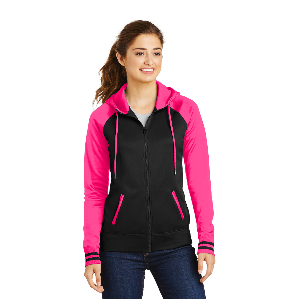 Sport-Tek Women's Sport-Wick Varsity Fleece Full-Zip Hooded Jacket Decorated