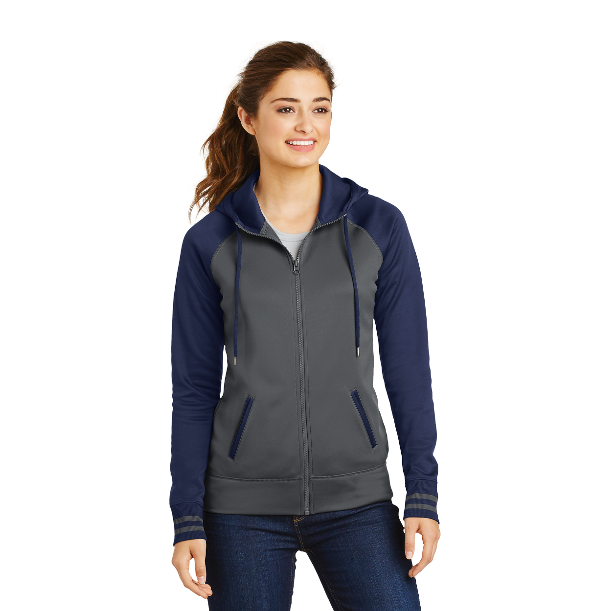 Sport-Tek Women's Sport-Wick Varsity Fleece Full-Zip Hooded Jacket Decorated