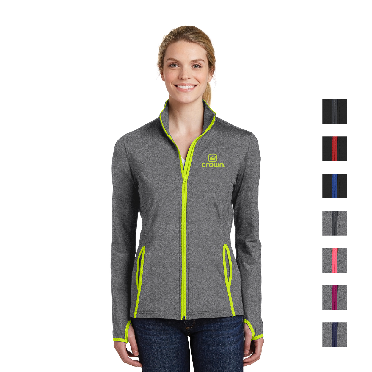 Sport-Tek Women's Sport-Wick Stretch Contrast Full-Zip Embroidered Jacket Decorated - Custom Logo