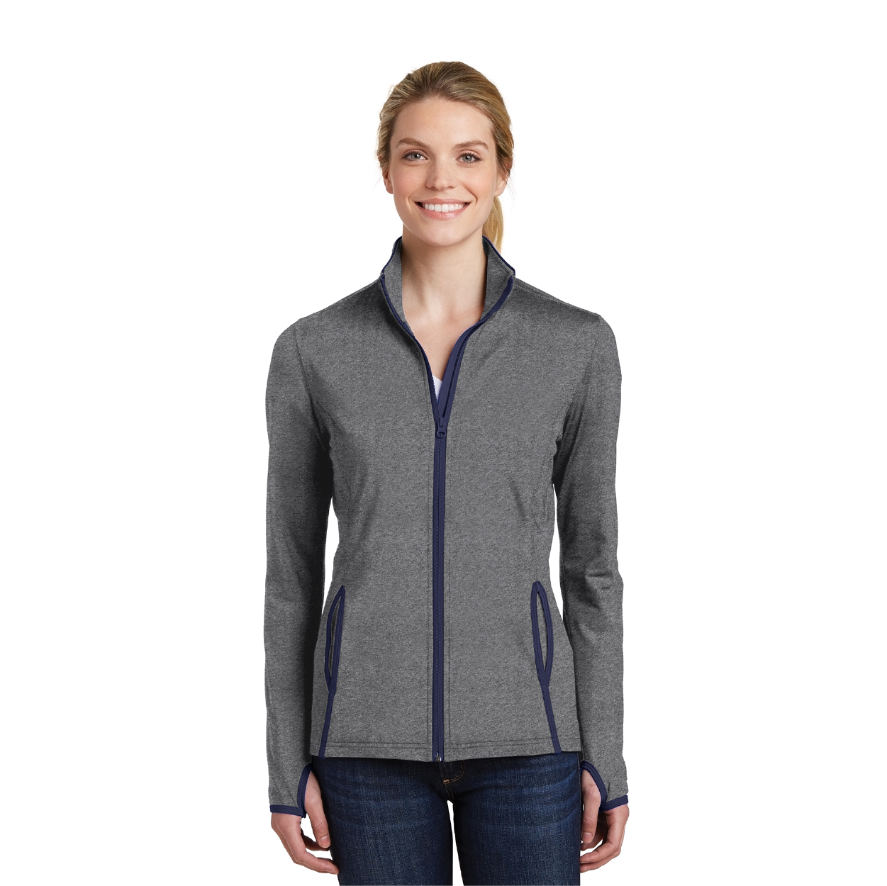 Sport-Tek Women's Sport-Wick Stretch Contrast Full-Zip Jacket Decorated