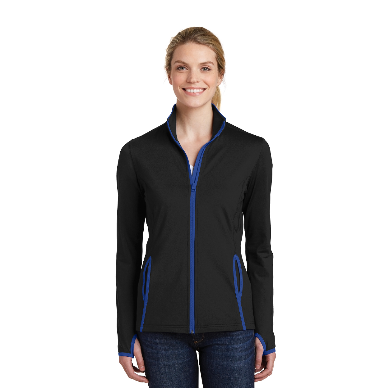 Sport-Tek Women's Sport-Wick Stretch Contrast Full-Zip Jacket Decorated