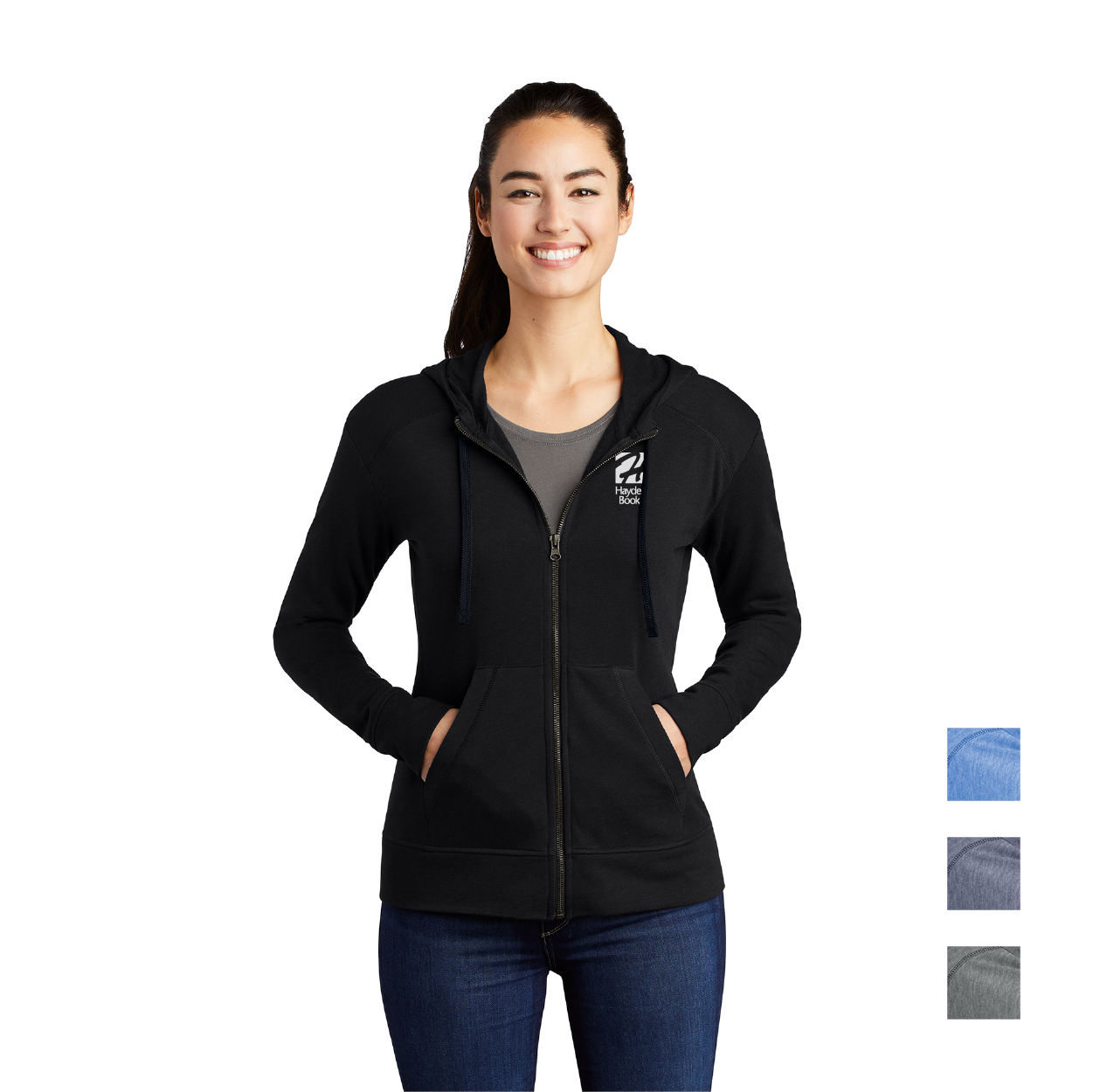 Sport-Tek Women's PosiCharge Tri-Blend Wicking Fleece Full-Zip Hooded Embroidered Jacket Decorated - Custom Logo