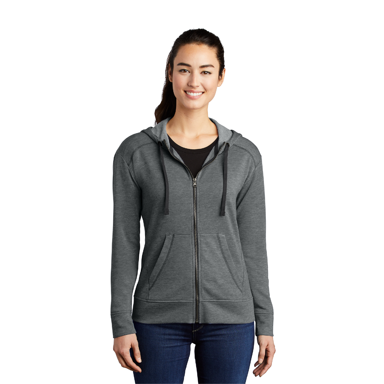 Sport-Tek Women's PosiCharge Tri-Blend Wicking Fleece Full-Zip Hooded Jacket Decorated